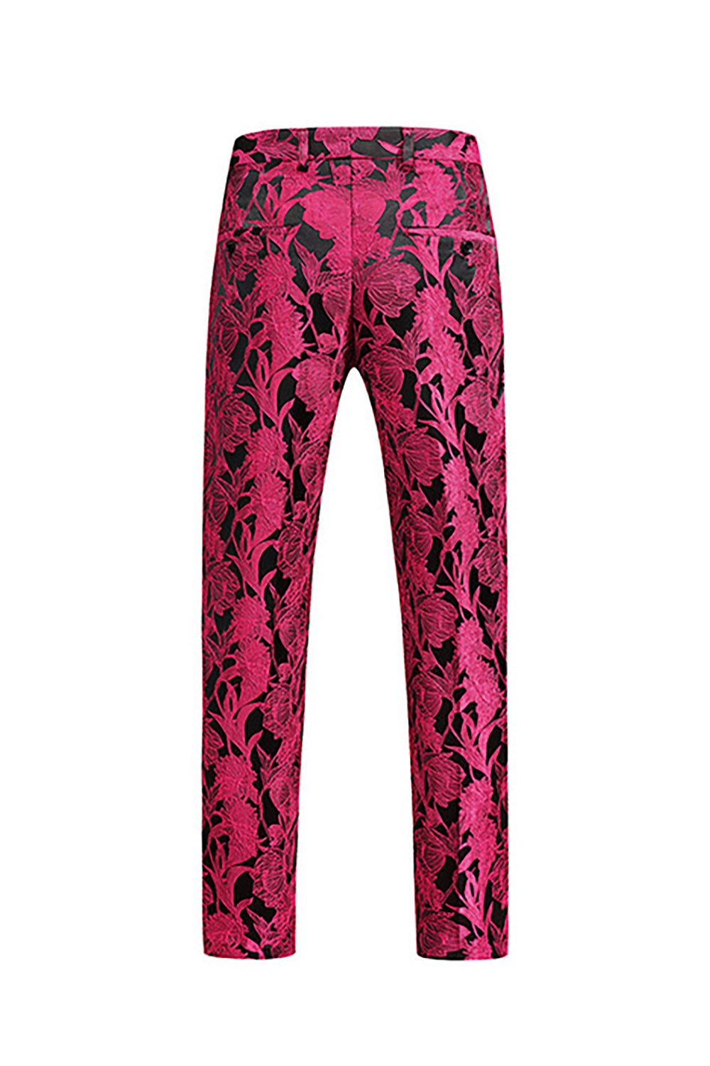 Floral Jacquard Fuchsia 3 Piece Shawl Lapel Men's Suits