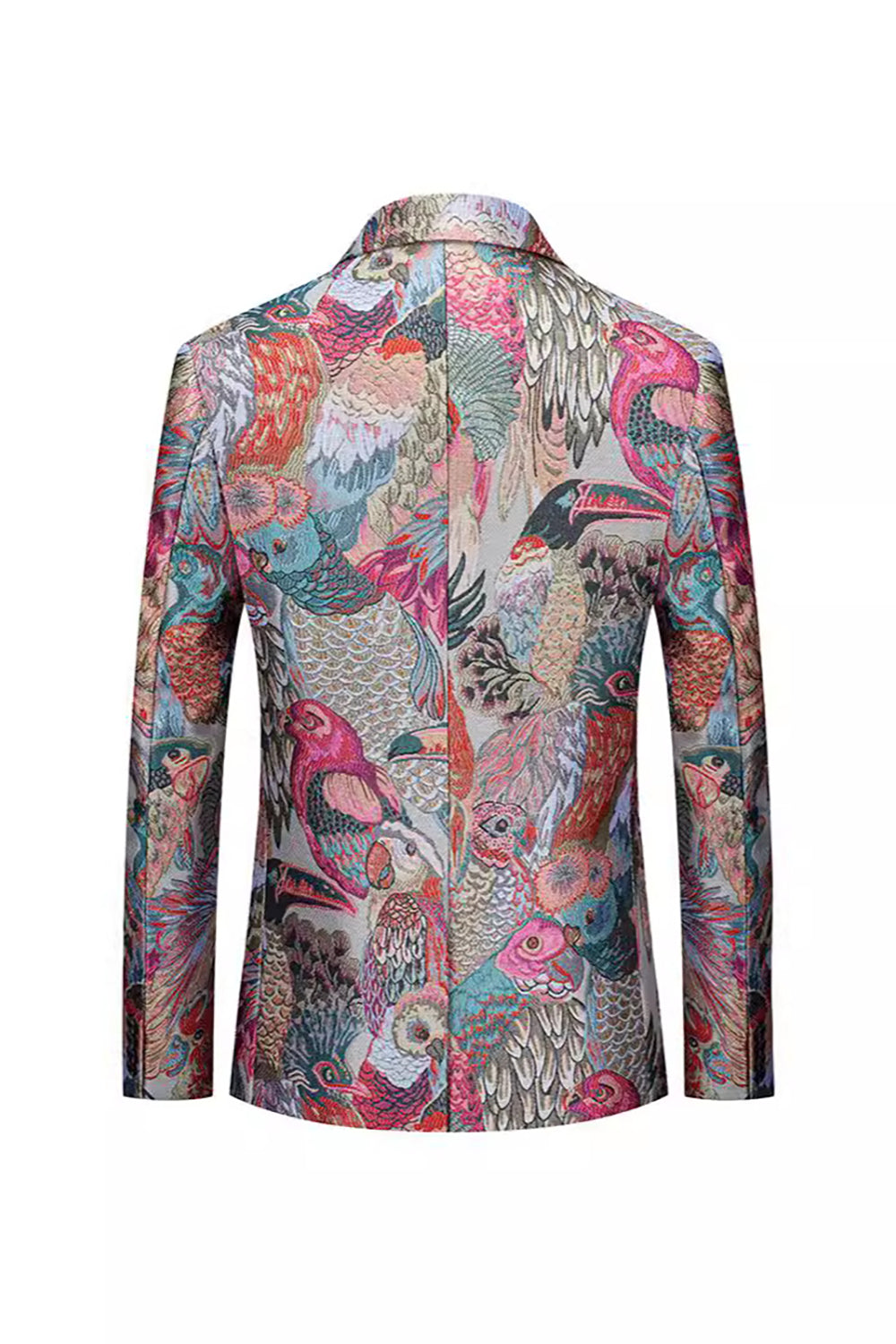Men's Colourful Embroidered One Button Notched Lapel Prom Blazer Jacket
