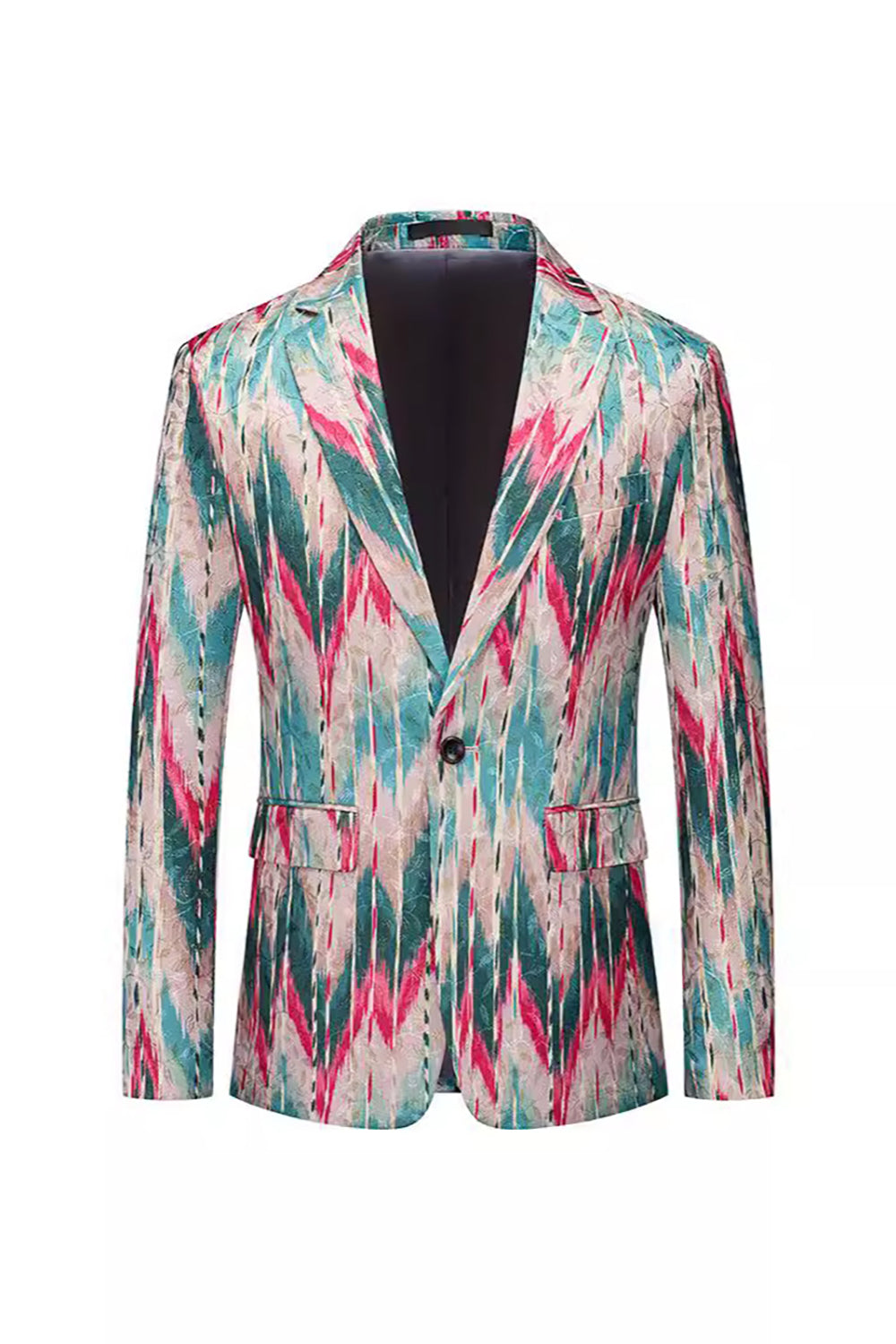 Men's Colourful Embroidered Notched Lapel Prom Blazer