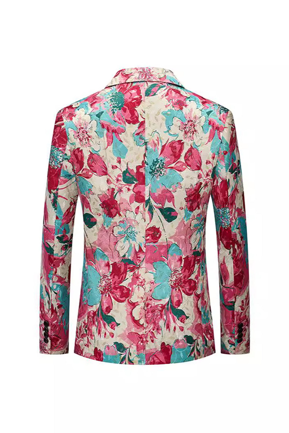 Floral Printed Notched Lapel Men's Blazer