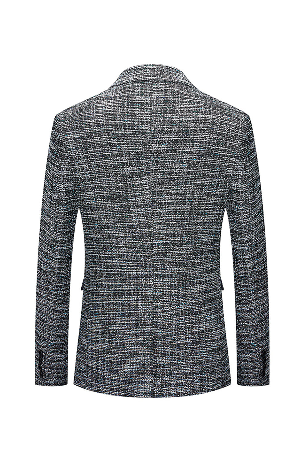 Grey Single Breasted Peak Lapel Men's Blazer