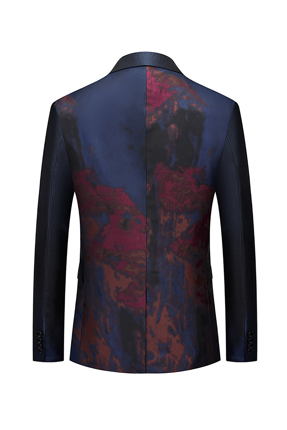 Dark Navy Jacquard One Button Notched Lapel Men's Prom Blazer