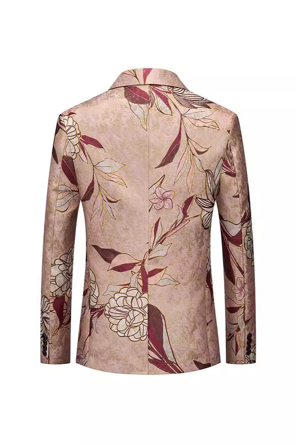 Rose Gold Floral Single Breasted Notched Lapel Men's Prom Blazer