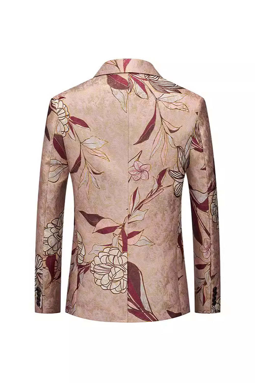 Rose Gold Floral Single Breasted Notched Lapel Men's Prom Blazer