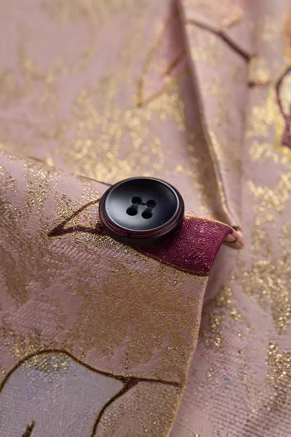 Rose Gold Floral Single Breasted Notched Lapel Men's Prom Blazer