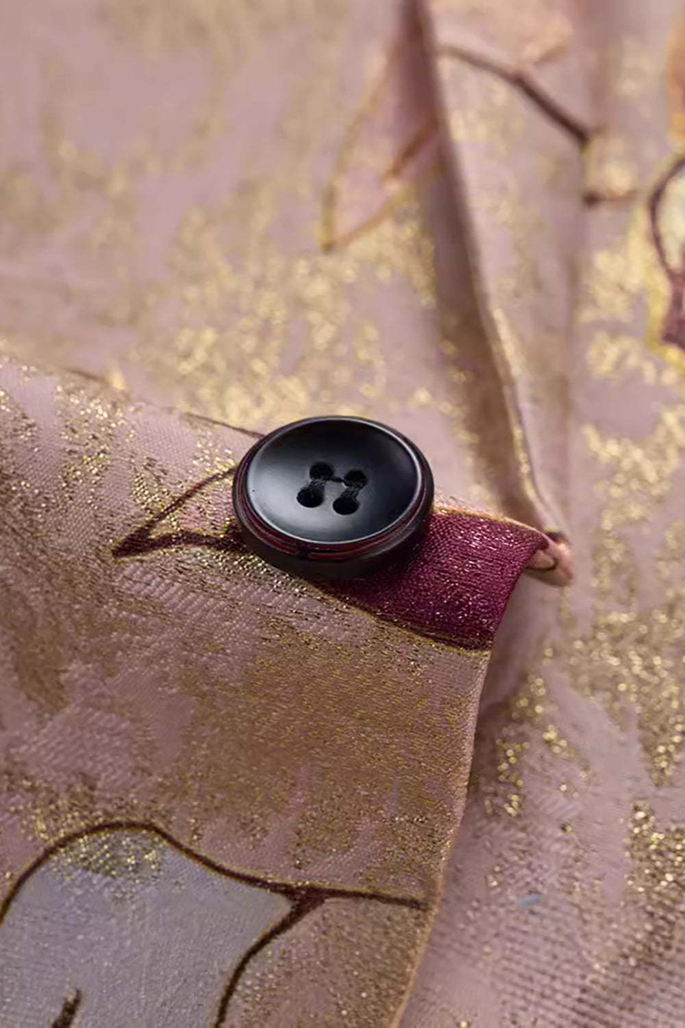 Rose Gold Floral Single Breasted Notched Lapel Men's Prom Blazer