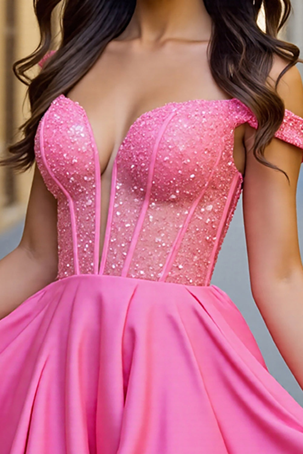 Sparkly Fuchsia Mini A Line Corset Homecoming Dress