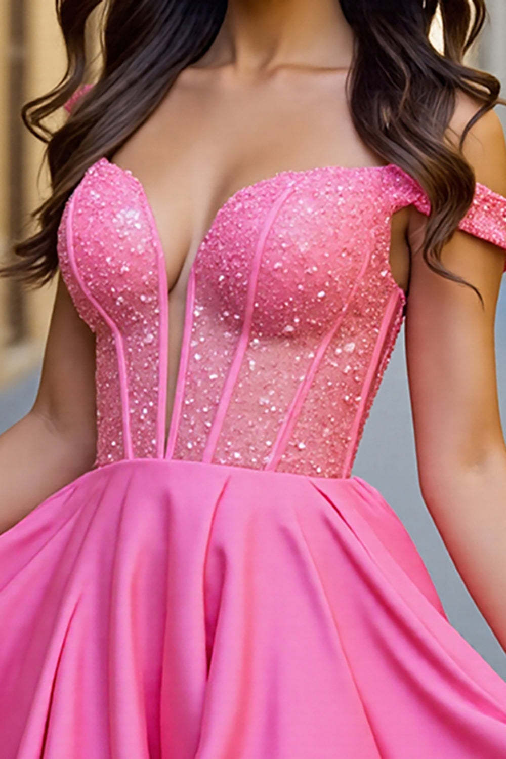 Sparkly Fuchsia Mini A Line Corset Homecoming Dress