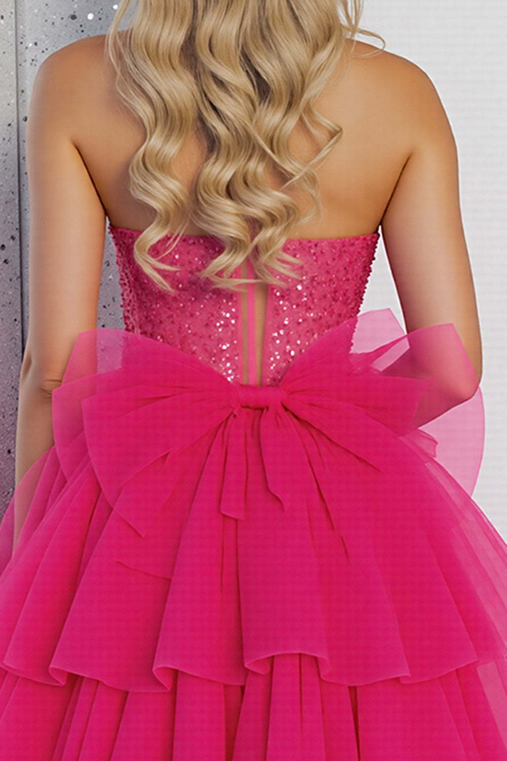 Sparkly Fuchsia A Line Corset Tulle Mini Homecoming Dress