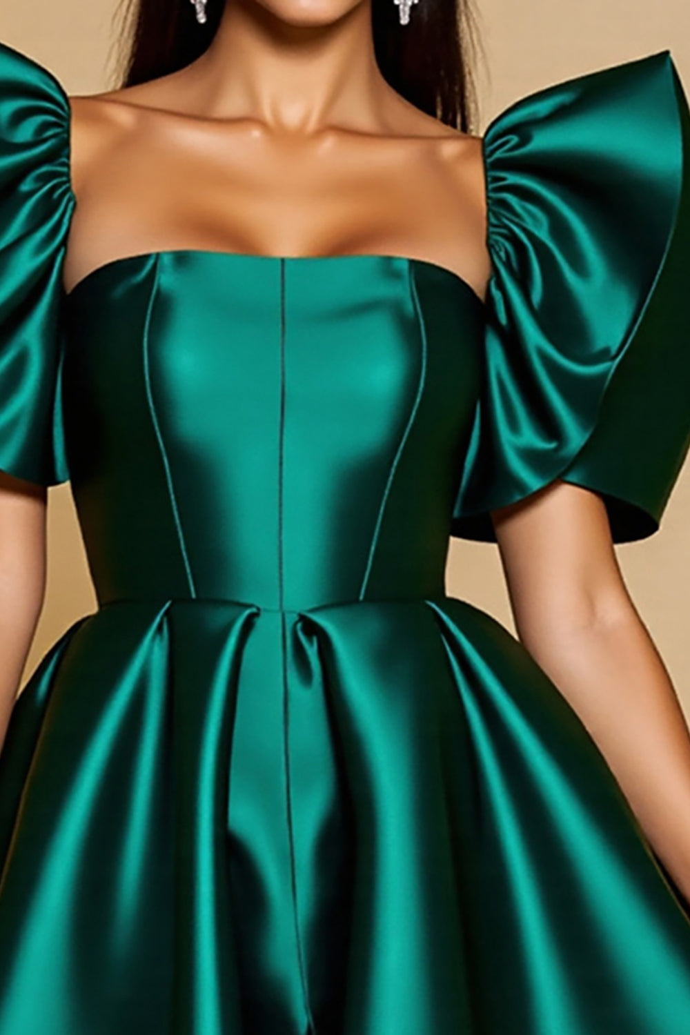 Dark Green A Line Corset Mini Satin Homecoming Dress with Ruffles