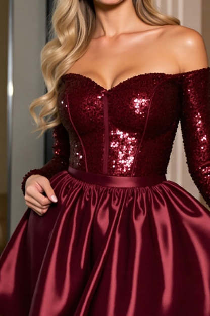 Sparkly Burgundy A Line Sequin Mini Homecoming Dress