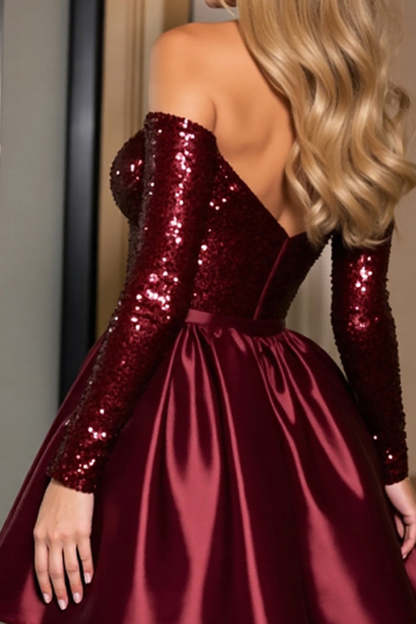 Sparkly Burgundy A Line Sequin Mini Homecoming Dress