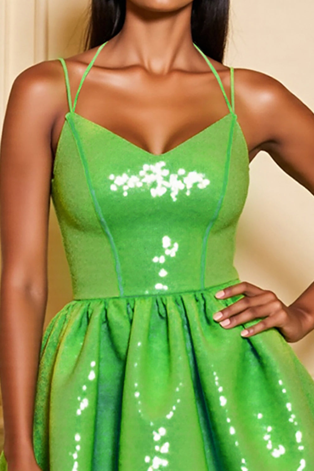 Sparkly Green Corset A Line Mini Sequin Homecoming Dress