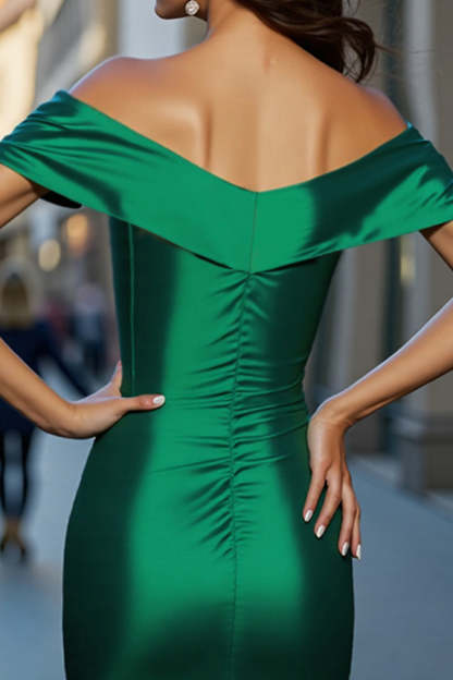Dark Green Satin Bodycon Short Homecoming Dress with Keyhole