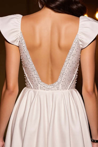 Sparkly Ivory Corset Satin A Line Short Homecoming Dress