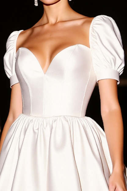 White Sweetheart Corset A Line Satin Short Homecoming Dress