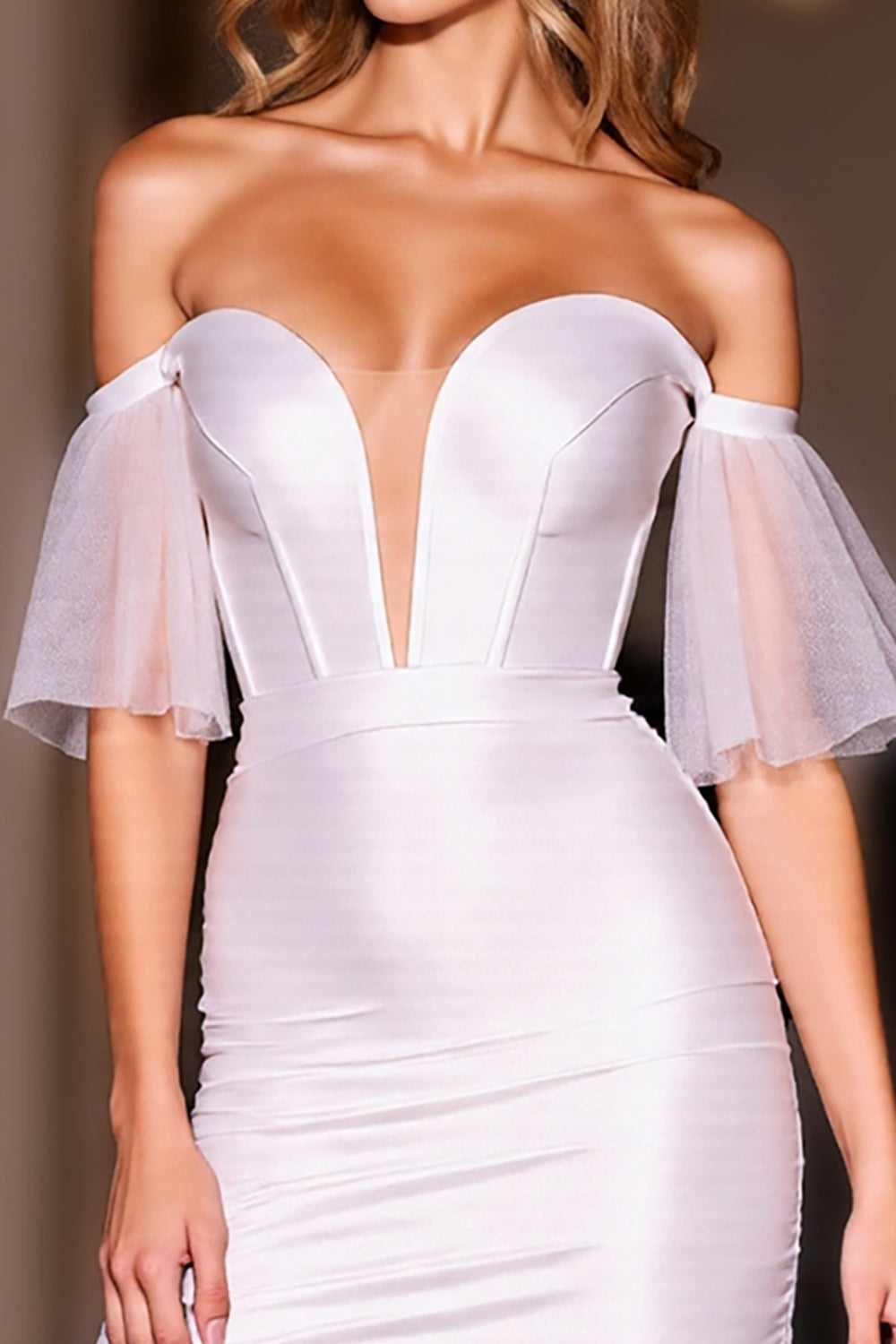 Corset White Bodycon Off the Shoulder Short Homecoming Dress