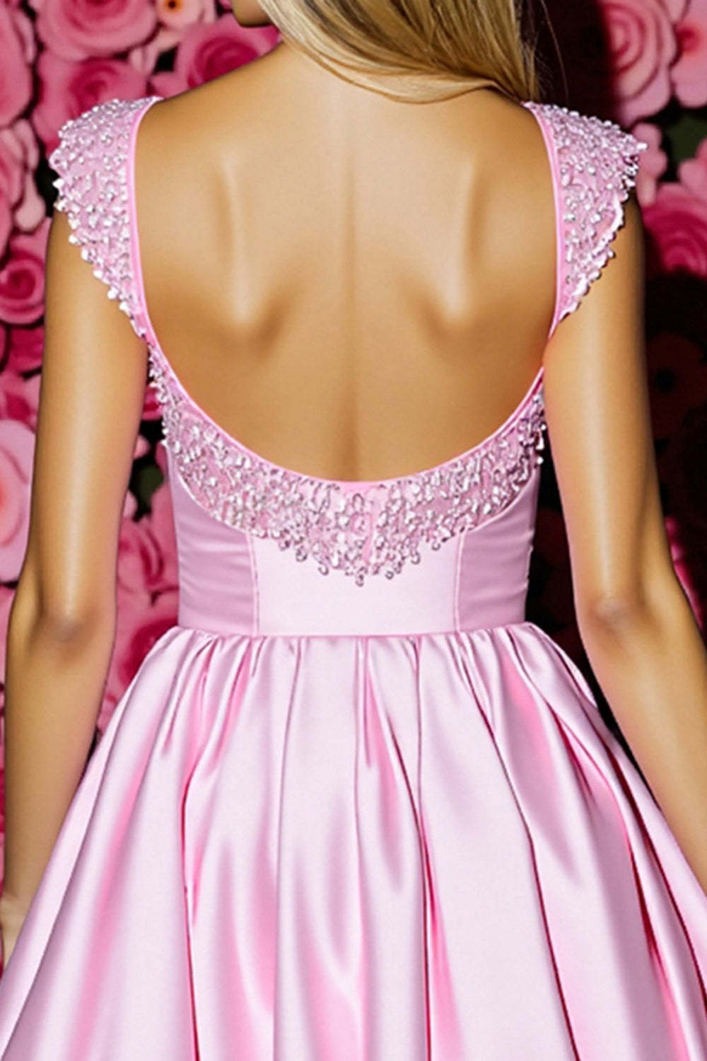 Sparkly Pink Corset Satin A Line Short Homecoming Dress with Bow