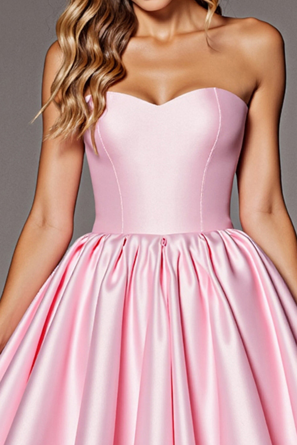 Pink Sweetheart Corset A Line Satin Short Homecoming Dress with Bow