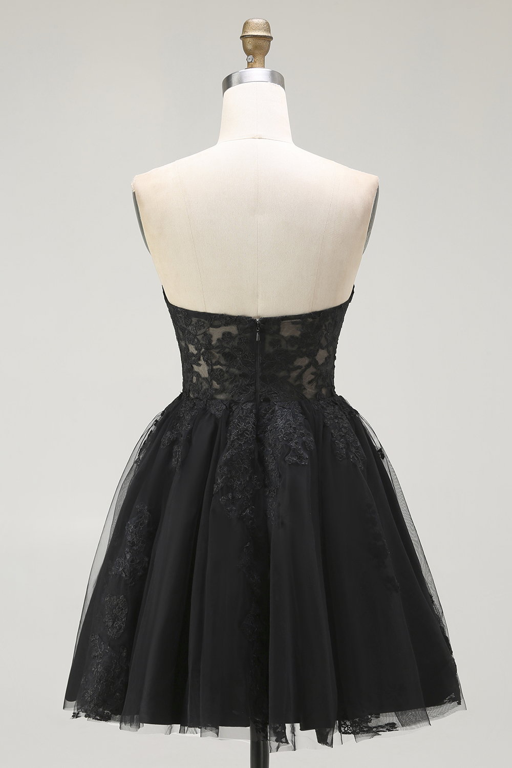 Black Corset Sweetheart Short Lace A Line Homecoming Dress