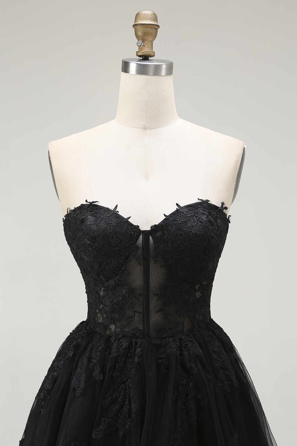 Black Corset Lace Sweetheart Short A Line Homecoming Dress