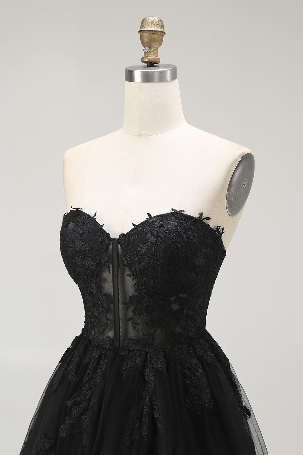 Black Corset Lace Sweetheart Short A Line Homecoming Dress