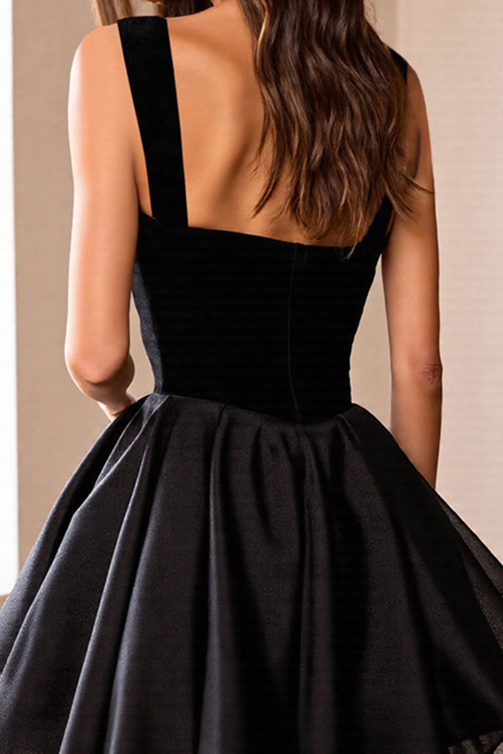 Sweetheart Black A Line Satin Short Homecoming Dress