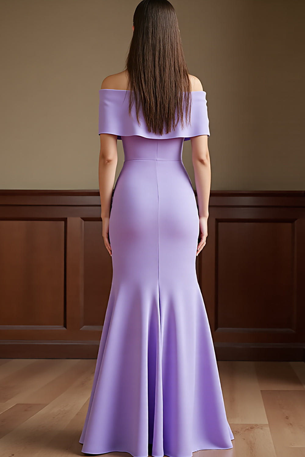Lilac Satin Mermaid Maxi Mother of the Bride Dress with Flowers