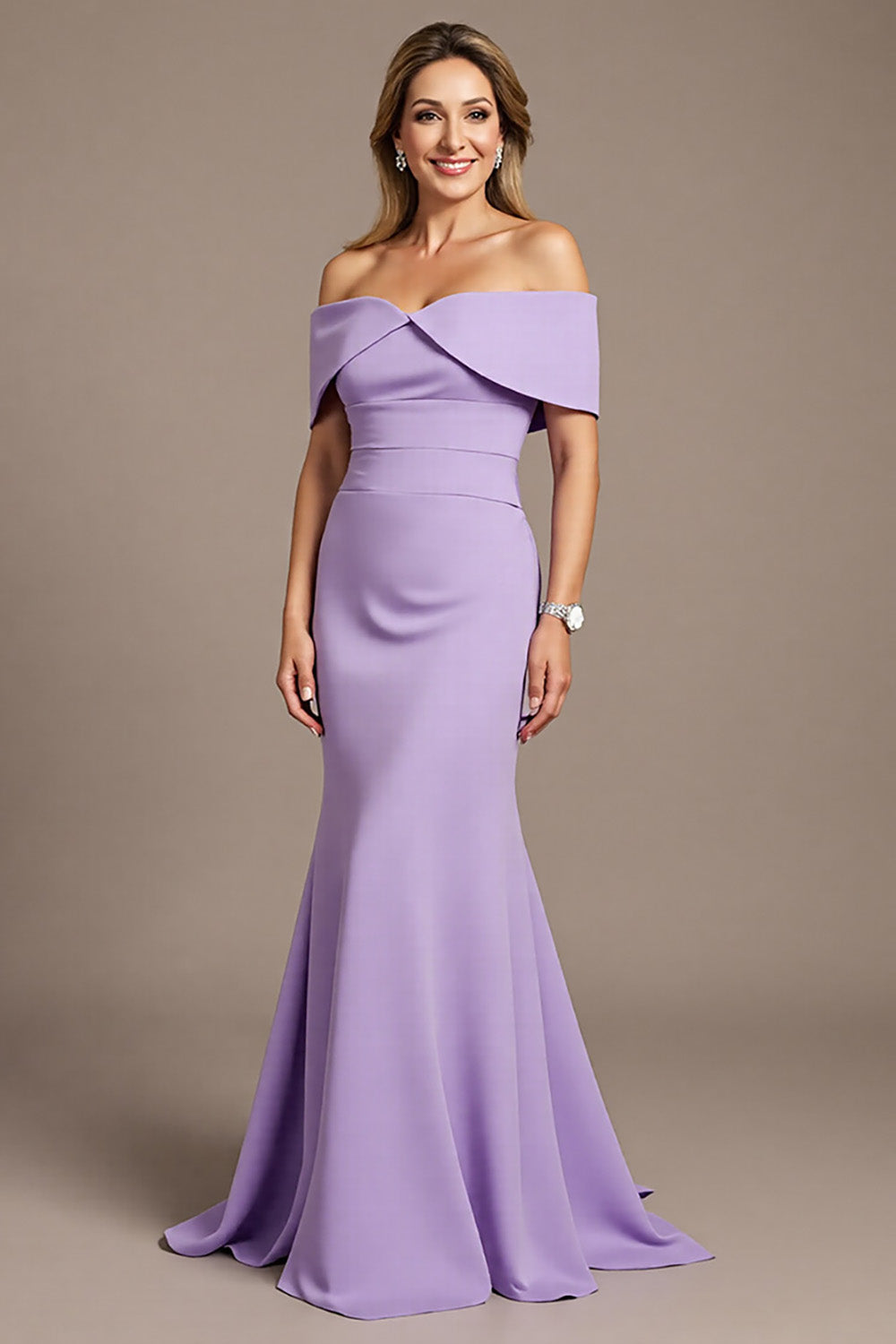 Lilac Mermaid Satin Maxi Mother of the Bride Dress
