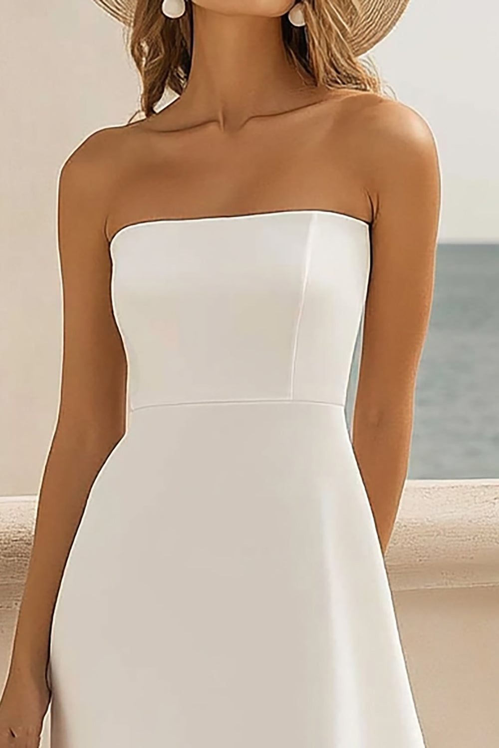 White A Line High-Low Graduation Dress with Ruffles