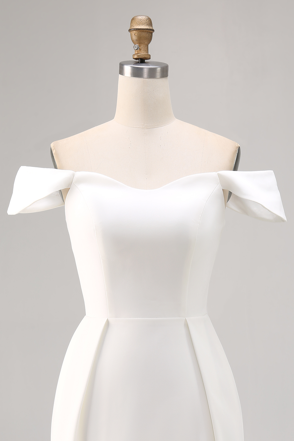 White Satin Off the Shoulder Bodycon Mini Graduation Dress