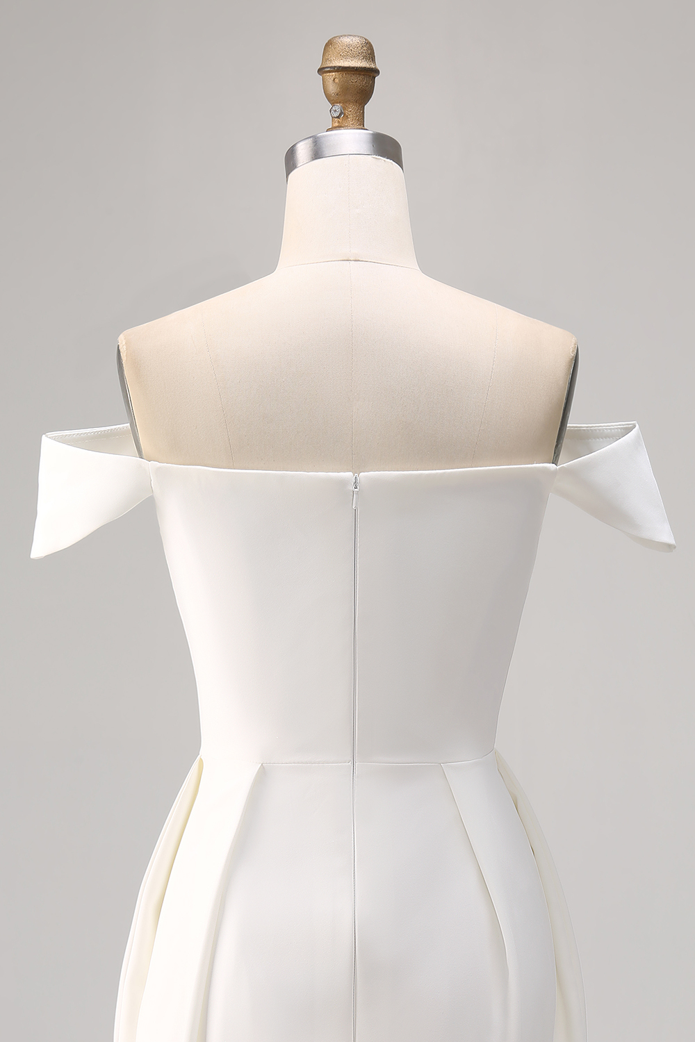White Satin Off the Shoulder Bodycon Mini Graduation Dress