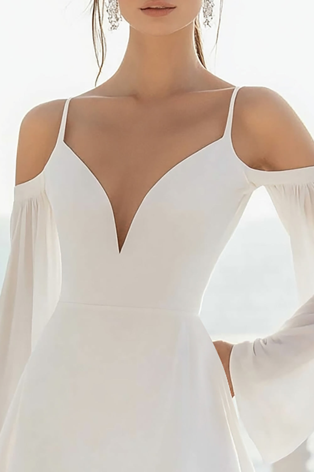 White Long Sleeves A Line Mini Graduation Dress