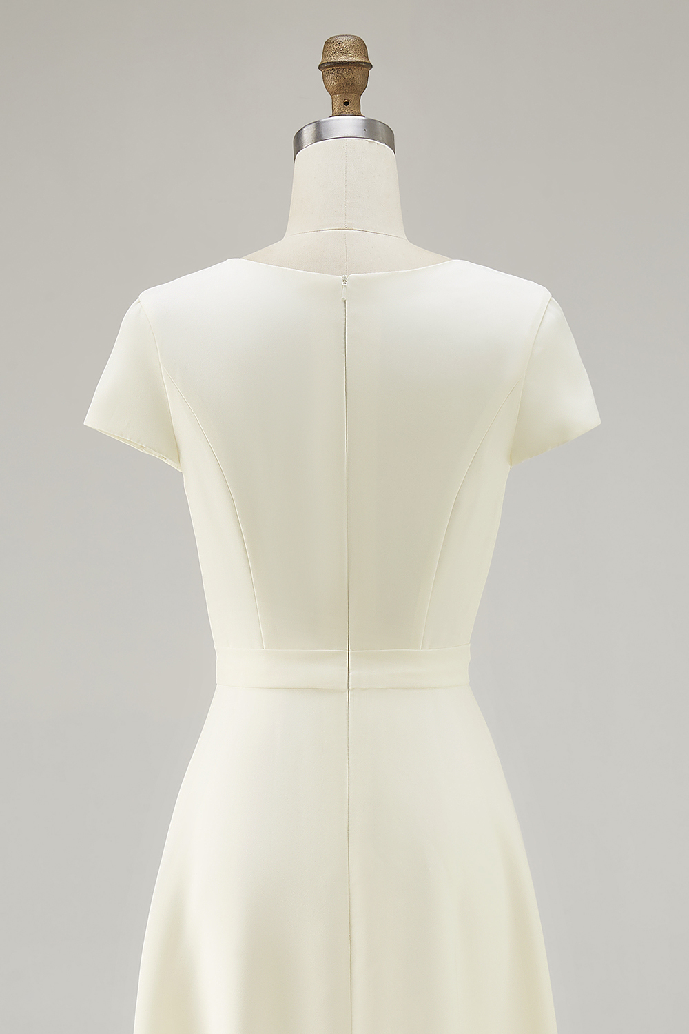 Daffodil Short Sleeves A Line Tea Length Work Dress with Pleats