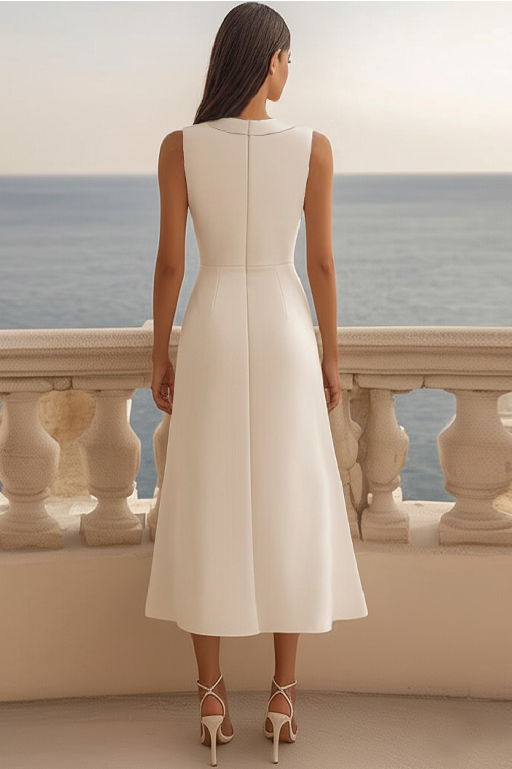 Midi Ivory Bodycon Satin Shawl Lapel Work Blazer Dress with Slit