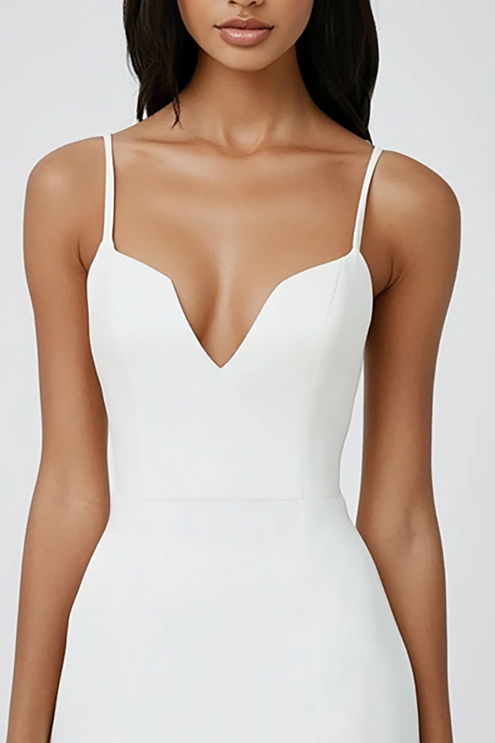Mini White Bodycon Spaghetti Straps Satin Graduation Dress