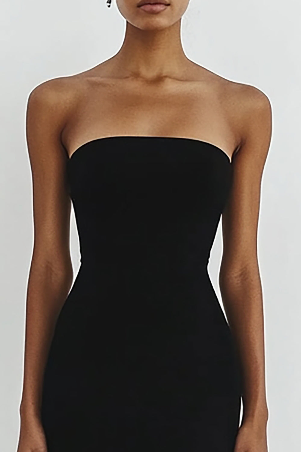 Black Simple Strapless Bodycon Short Graduation Dress