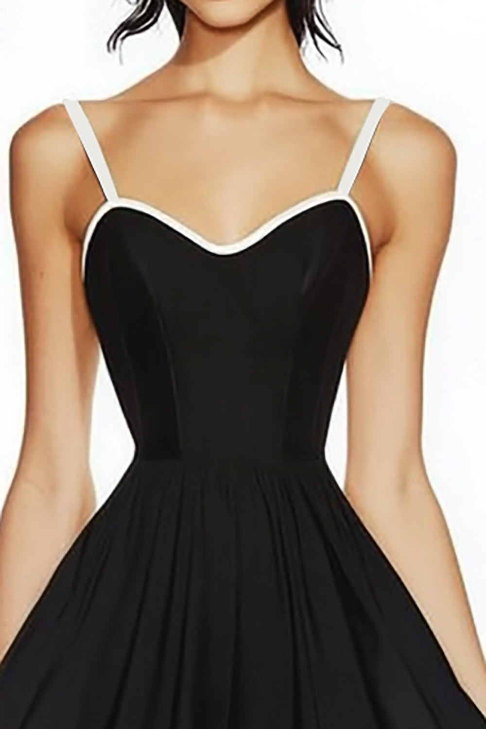 Black Spaghetti Straps A Line Satin Mini Graduation Dress