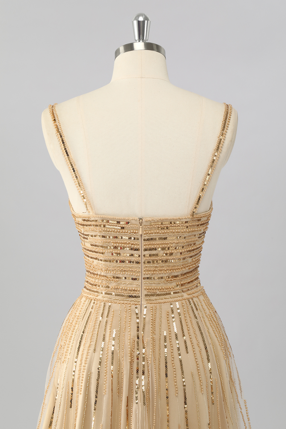 Sparkly Gold Cut Out A Line Short Homecoming Dress with Sequins