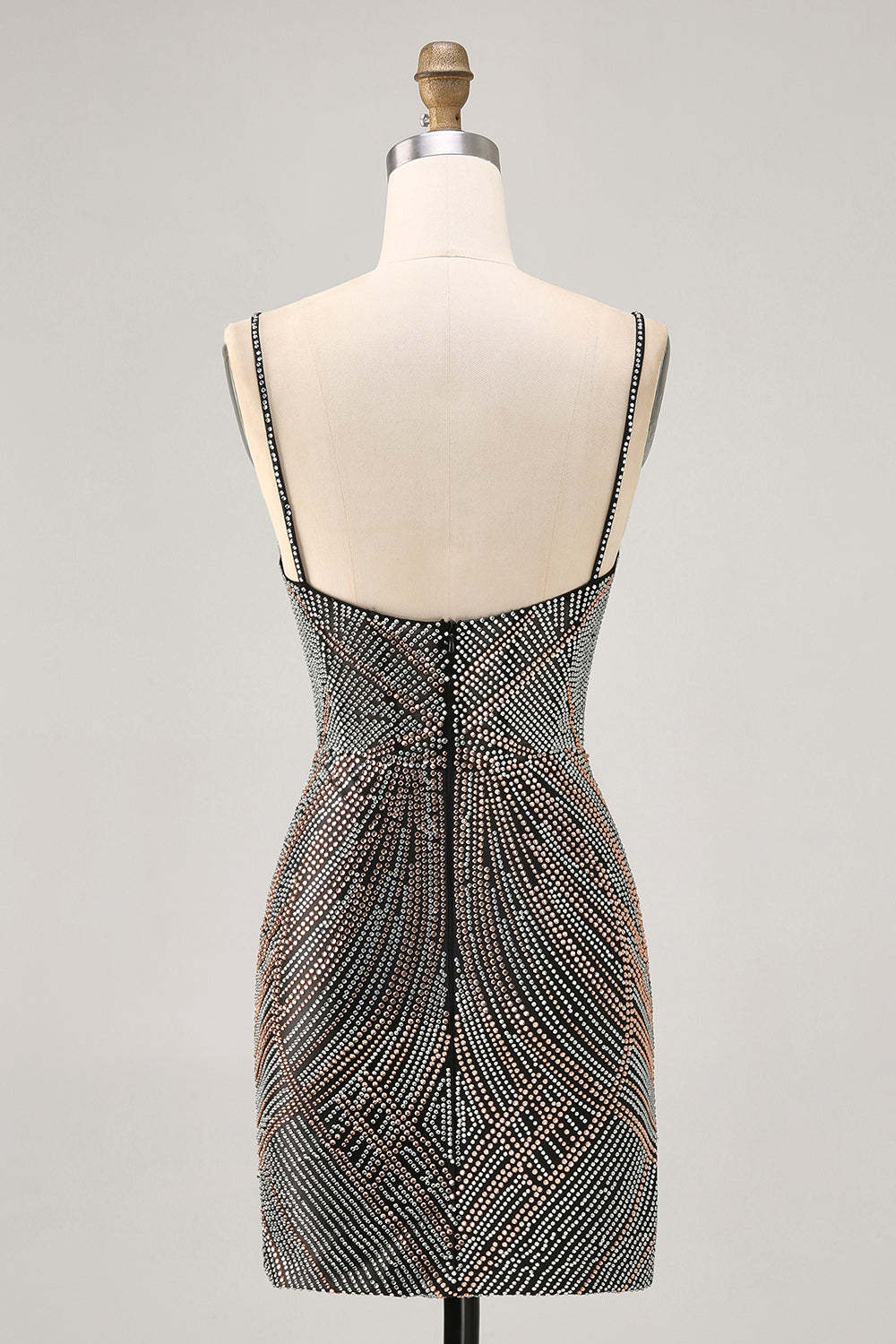 Sparkly Royal Blue Spaghetti Straps Backless Short Tight Homecoming Dress with Beading