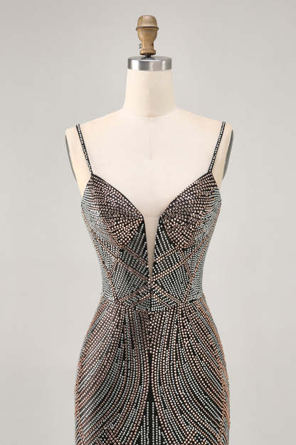 Sparkly Royal Blue Spaghetti Straps Backless Short Tight Homecoming Dress with Beading