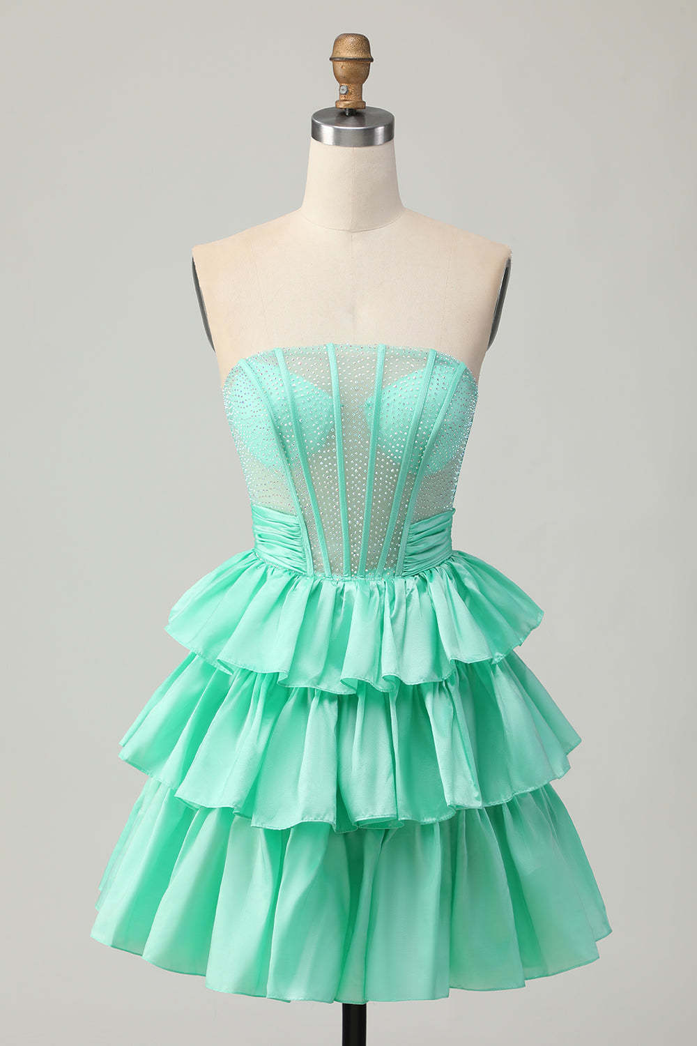 Sparkly Red Ruffled Corset A Line Short Homecoming Dress with Bow