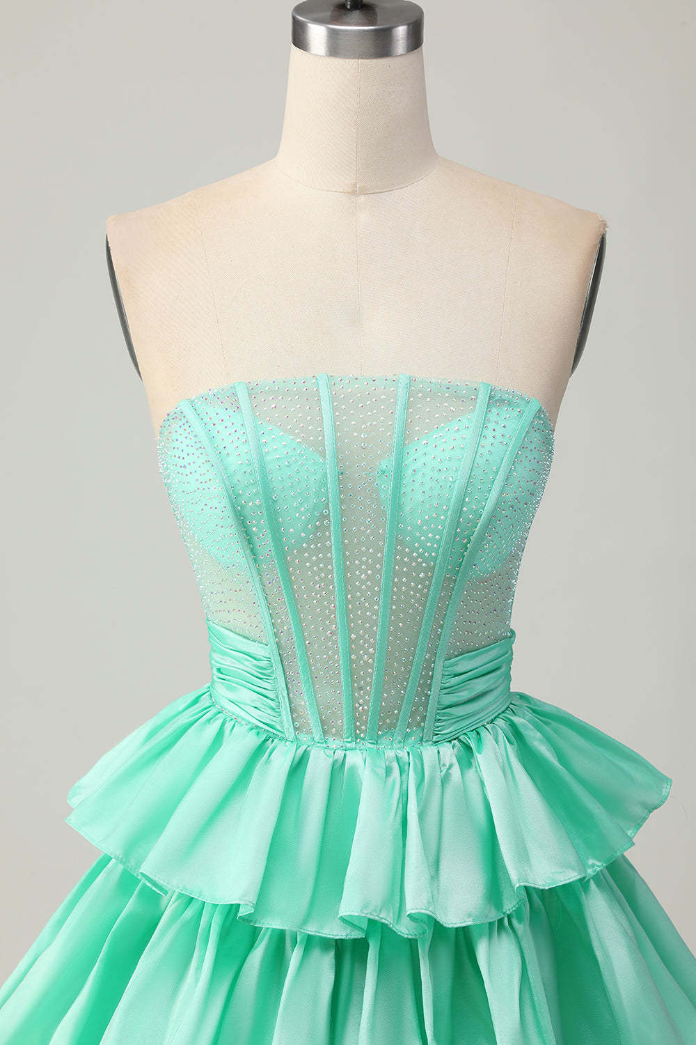 Sparkly Red Ruffled Corset A Line Short Homecoming Dress with Bow