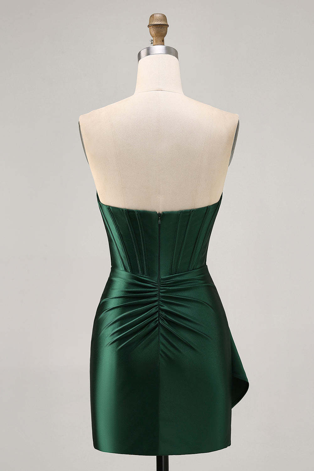Sparkly Dark Green Tight Beaded Short Corset Homecoming Dress with Drape