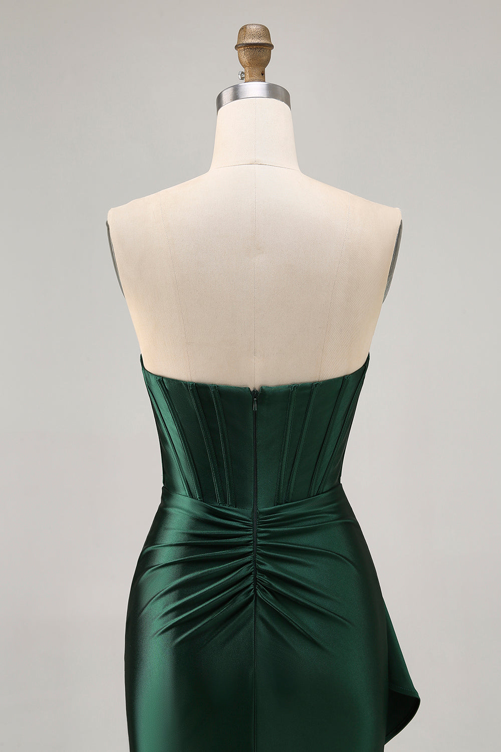 Sparkly Dark Green Tight Beaded Short Corset Homecoming Dress with Drape