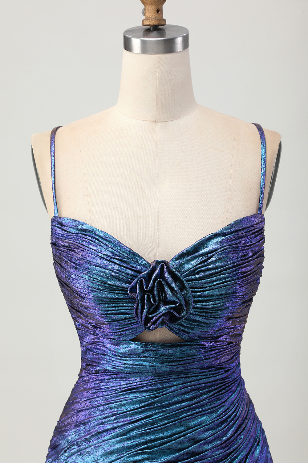 Metallic Tight Blue and Purple Short Homecoming Dress with Ruffles