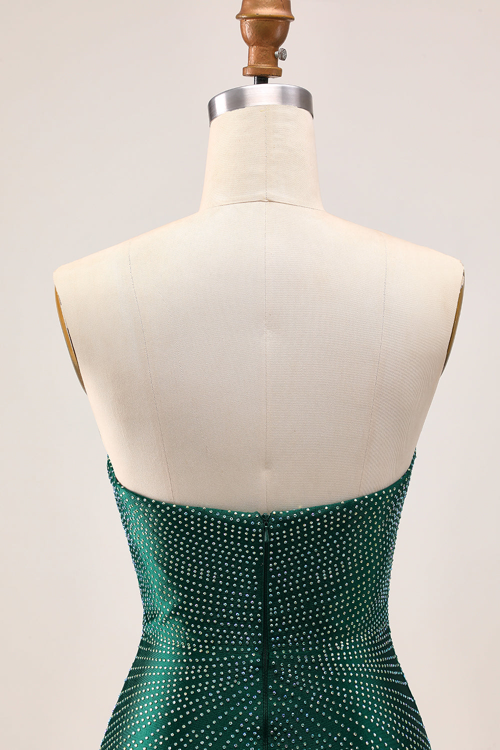 Dark Green Tight Satin Short Sparkly Homecoming Dress with Rhinestones