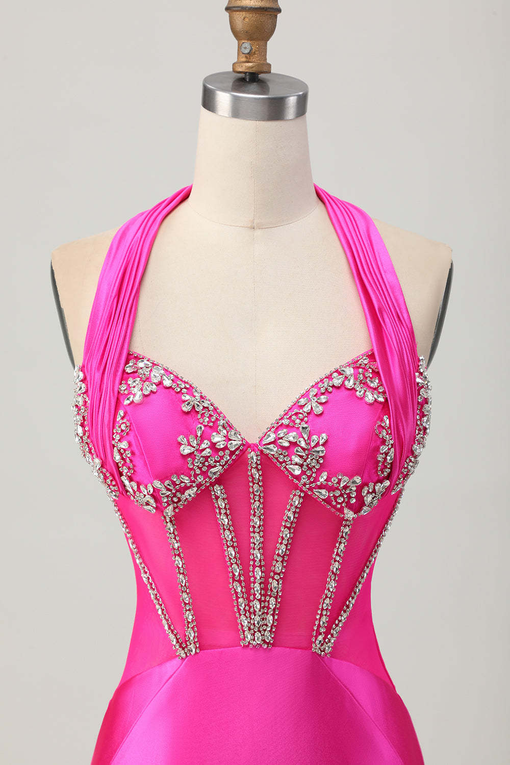Sparkly Royal Blue Corset Halter Bodycon Short Homecoming Dress with Rhinestones