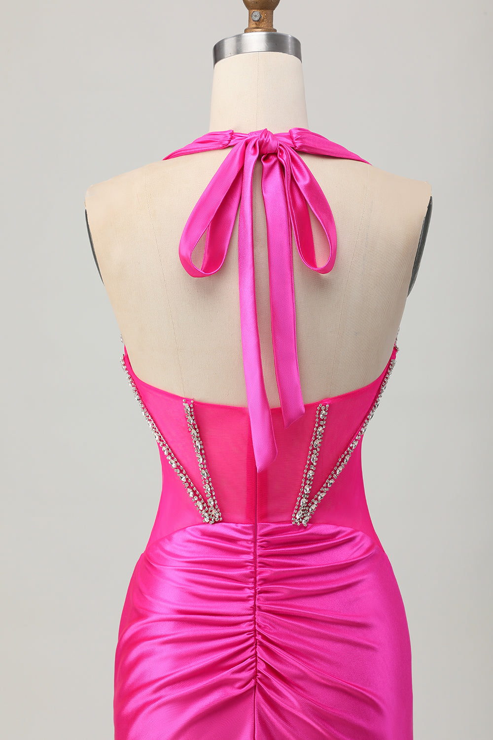 Sparkly Royal Blue Corset Halter Bodycon Short Homecoming Dress with Rhinestones