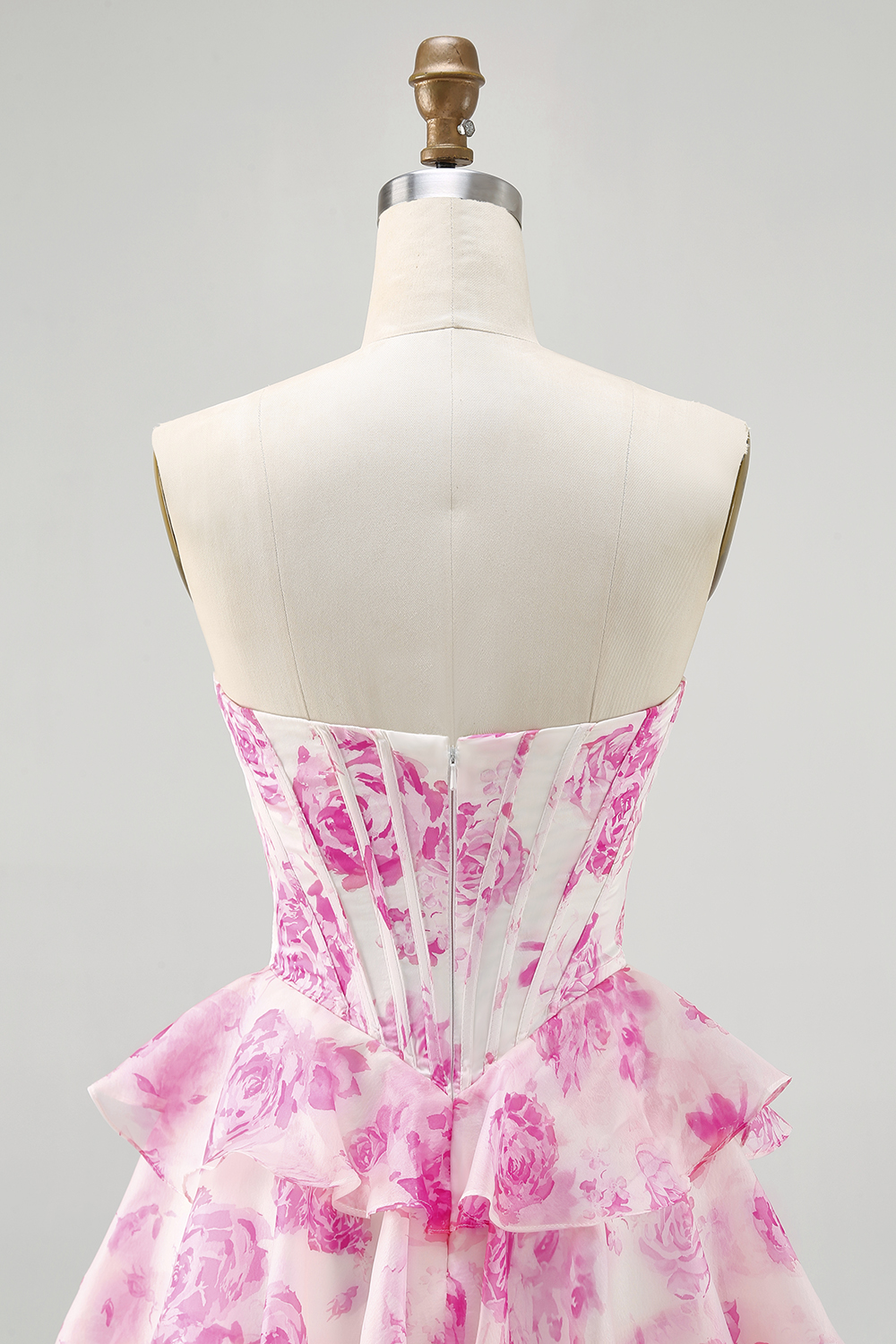 White and Blue Floral Corset Sweetheart Tiered Short Homecoming Dress with Sequins